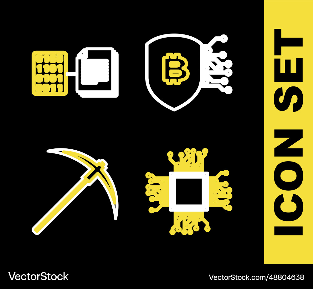 Set line shield with bitcoin brain as digital Set line shield with bitcoin brain as digital vector image