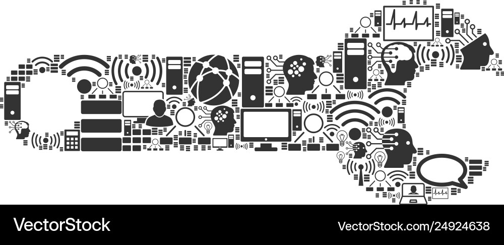 Spanner collage icon for bigdata and computing Spanner collage icon for bigdata and computing vector image