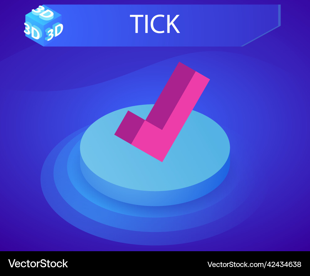 Tick isometric design icon web 3d colorful Tick isometric design icon web 3d colorful vector image