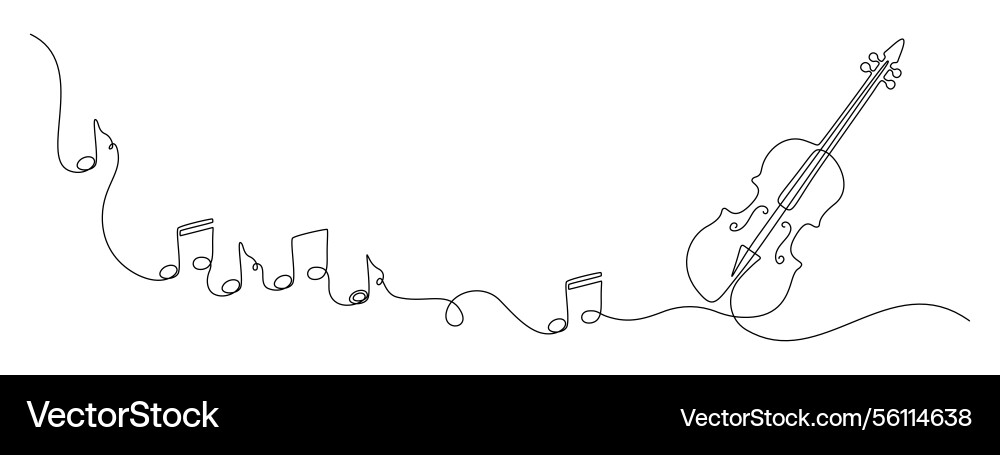 Violin and cello with notes in one continuous line Violin and cello with notes in one continuous line vector image