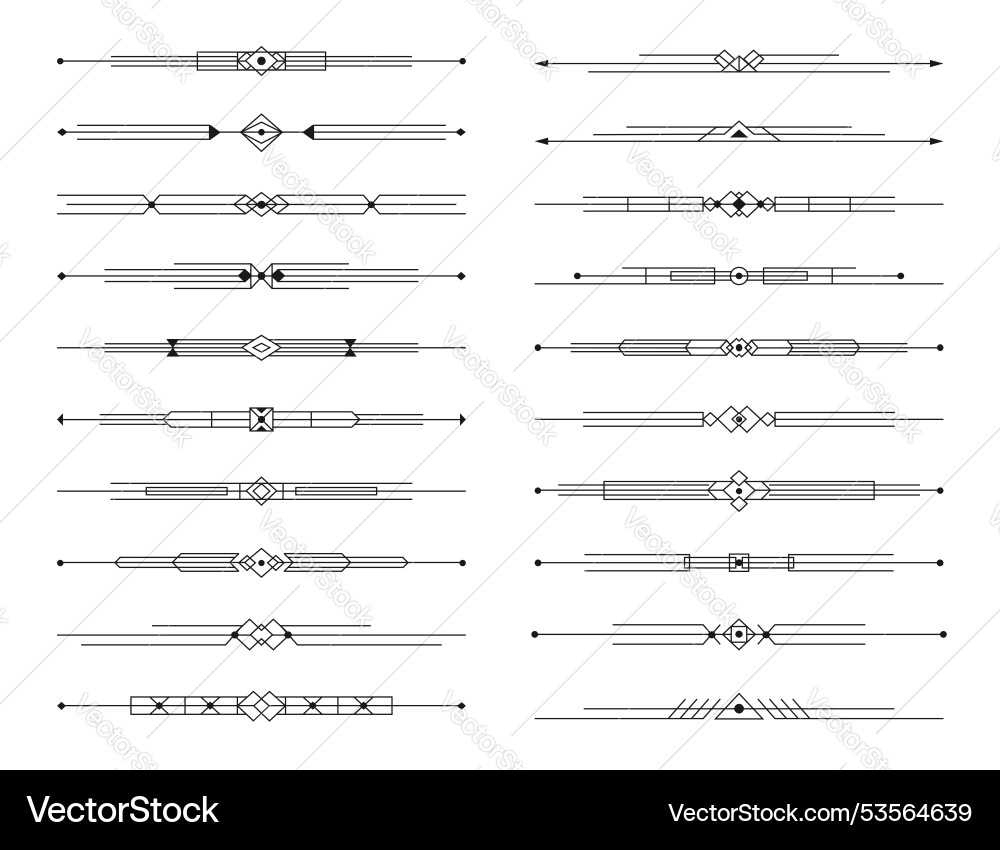 Art deco dividers menu border lines and frames Art deco dividers menu border lines and frames vector image