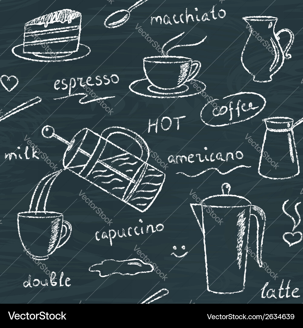 Chalkboard Coffee Pattern Vector Image