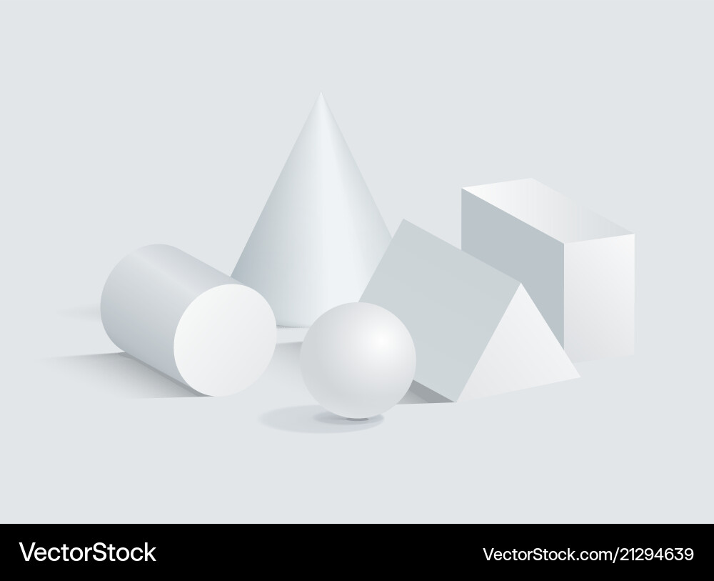 Cone cylinder sphere cuboid and triangular prism Cone cylinder sphere cuboid and triangular prism vector image