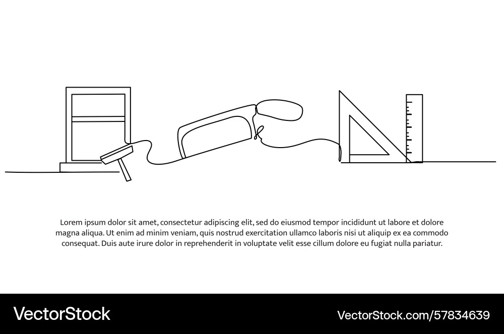 Continuous line design of build tool single Continuous line design of build tool single Vector Image