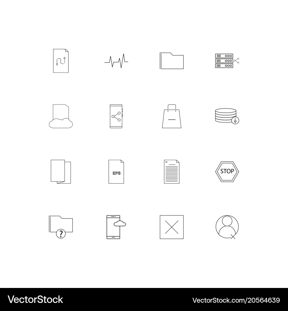 Dateien und Ordner unterschreiben einfache lineare Symbole Set vektorbild