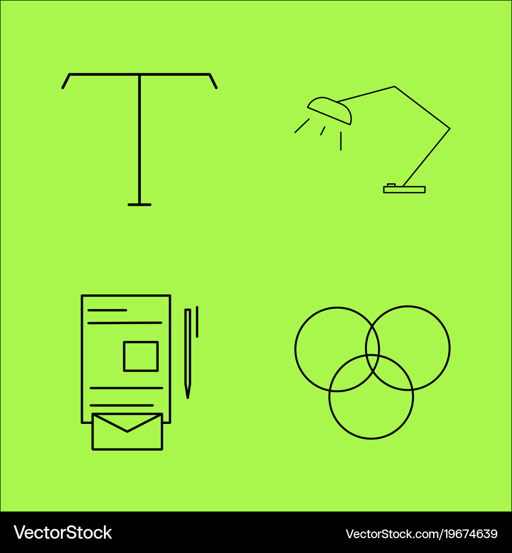 Design elements simple linear outline icon set vector image
