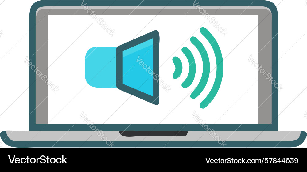 Digital audio output on laptop screen icon vector image