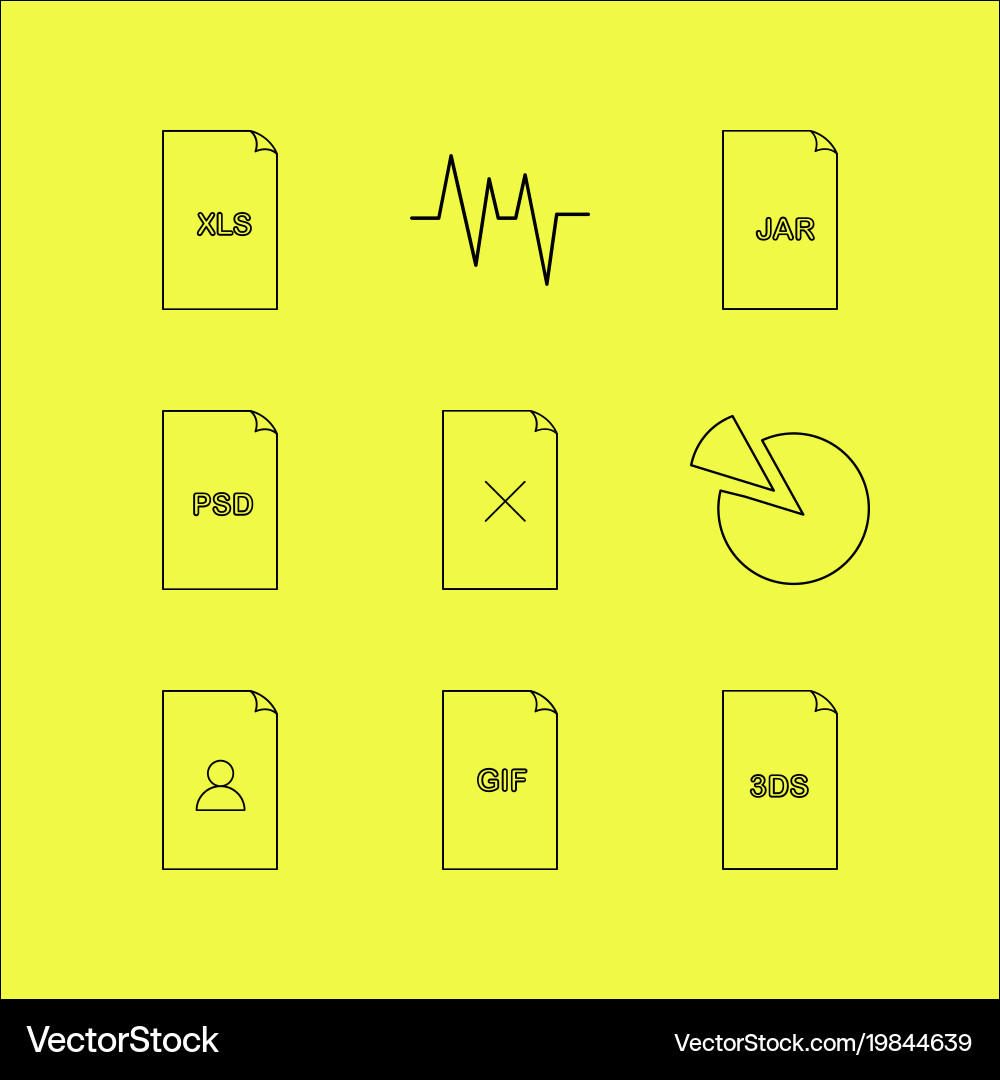 Files and folders linear icon set simple outline Vector Image