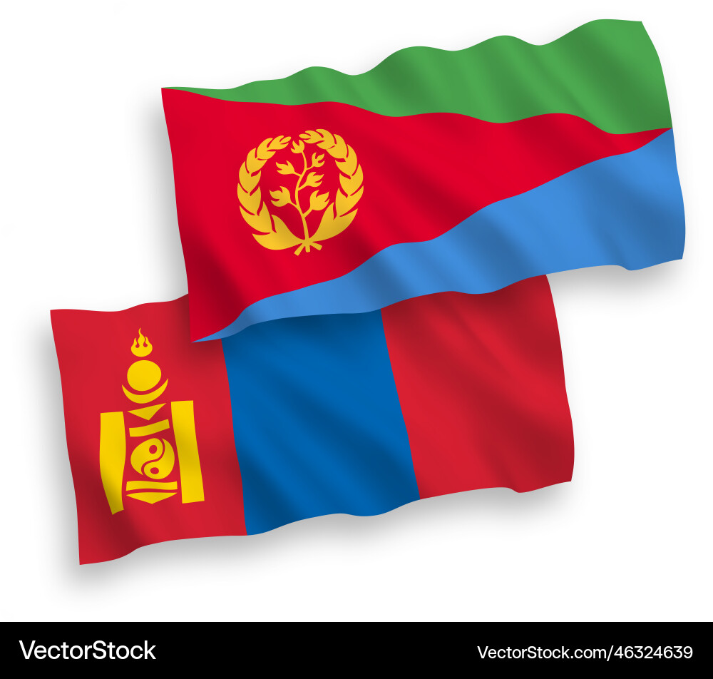 Flags of eritrea and mongolia on a white vector image
