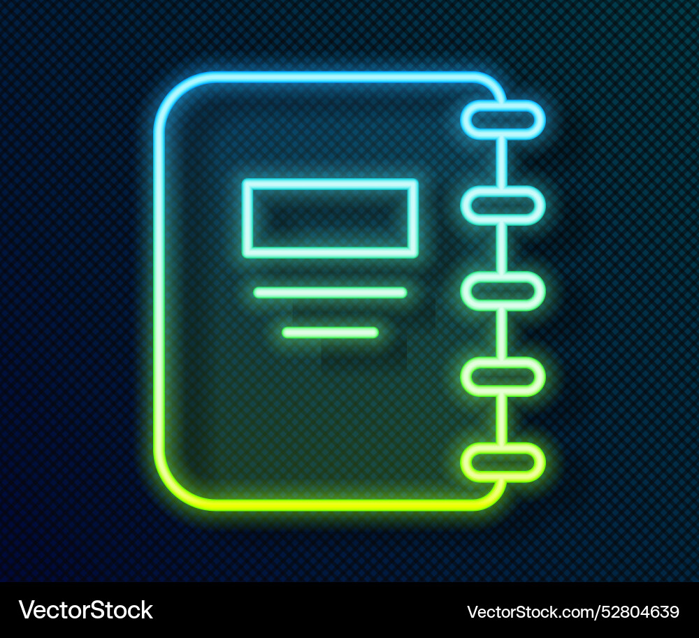 Glowing neon line notebook icon isolated on black Glowing neon line notebook icon isolated on black vector image