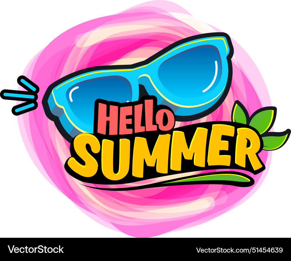 Groovy hello summer logo with text Vector Image
