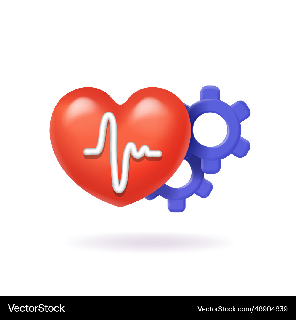 Heart beat 3d icon working pulse health Heart beat 3d icon working pulse health vector image