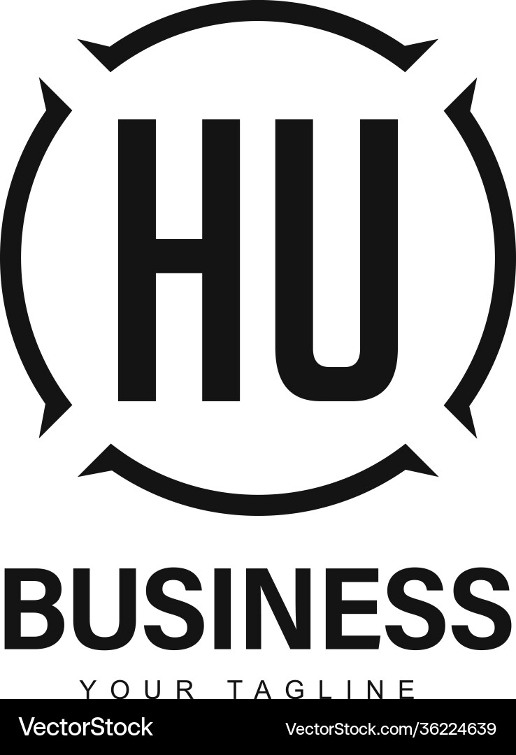 Hu initial a logo design with abstract style Hu initial a logo design with abstract style Vector Image