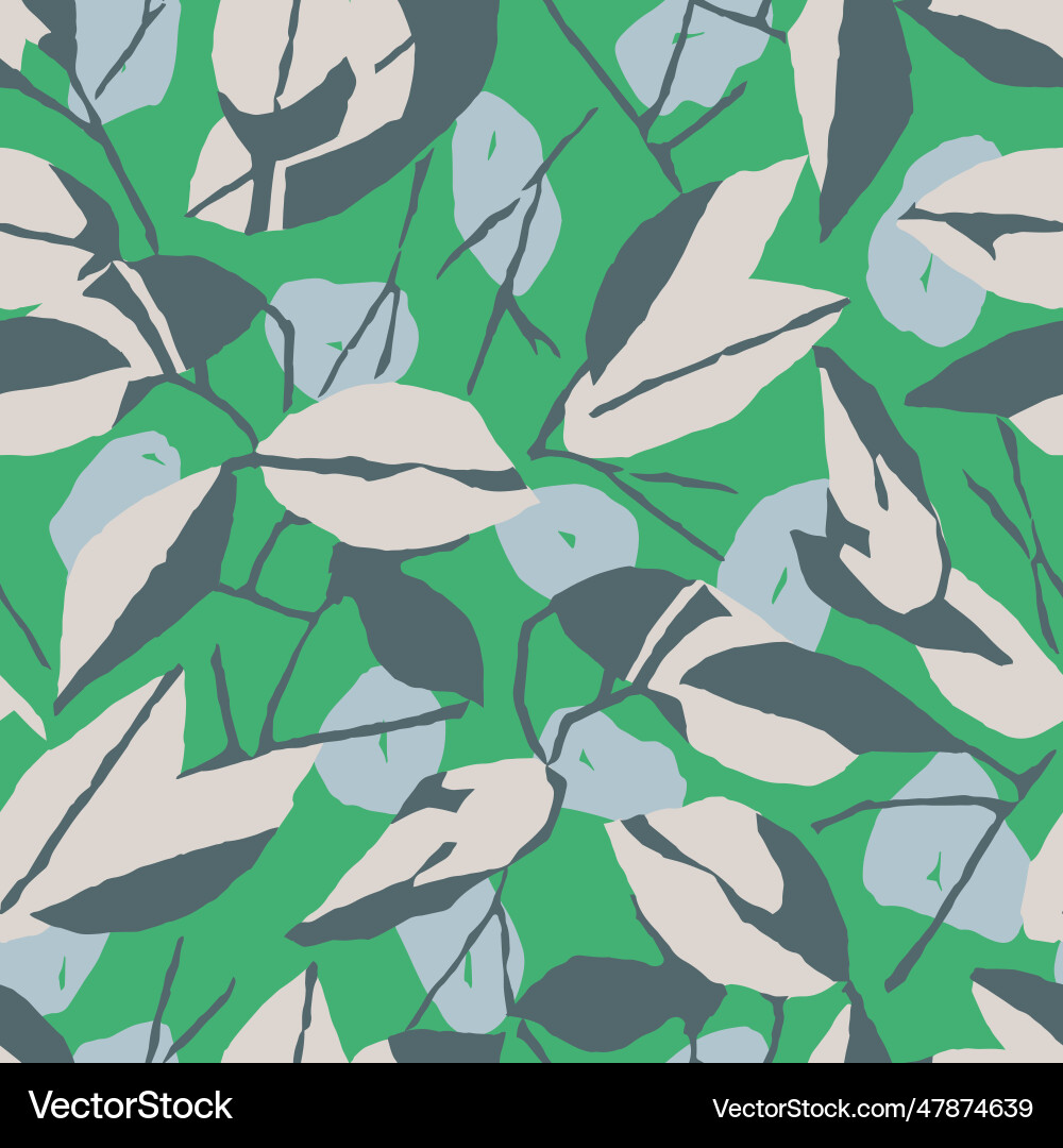 Leaf and branches with polk dots seamless pattern Leaf and branches with polk dots seamless pattern vector image