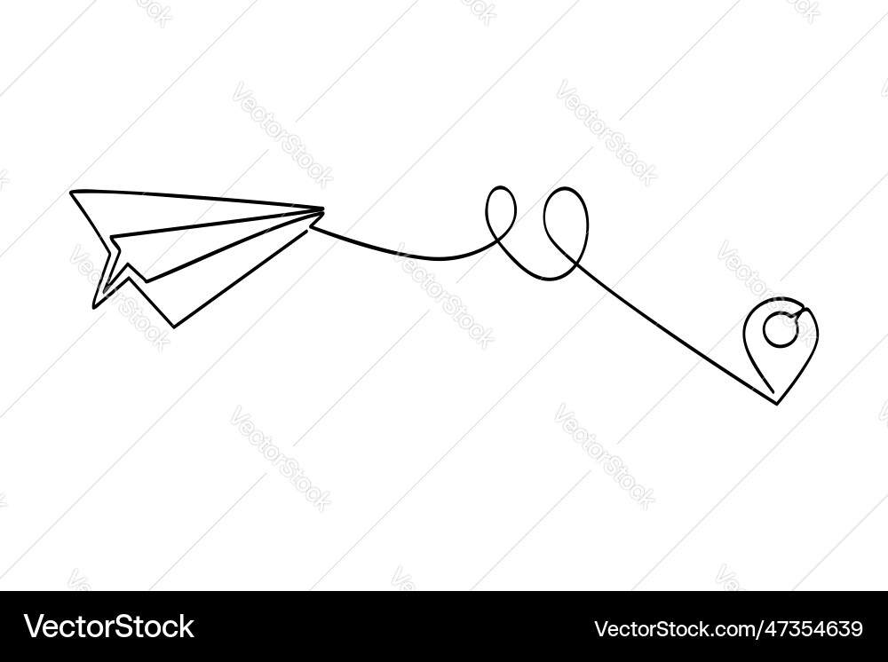 Map pointer and paper plane - line art 01 02a Map pointer and paper plane - line art 01 02a vector image