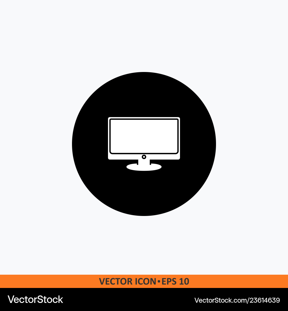 Monitor icon round button for your website Monitor icon round button for your website vector image