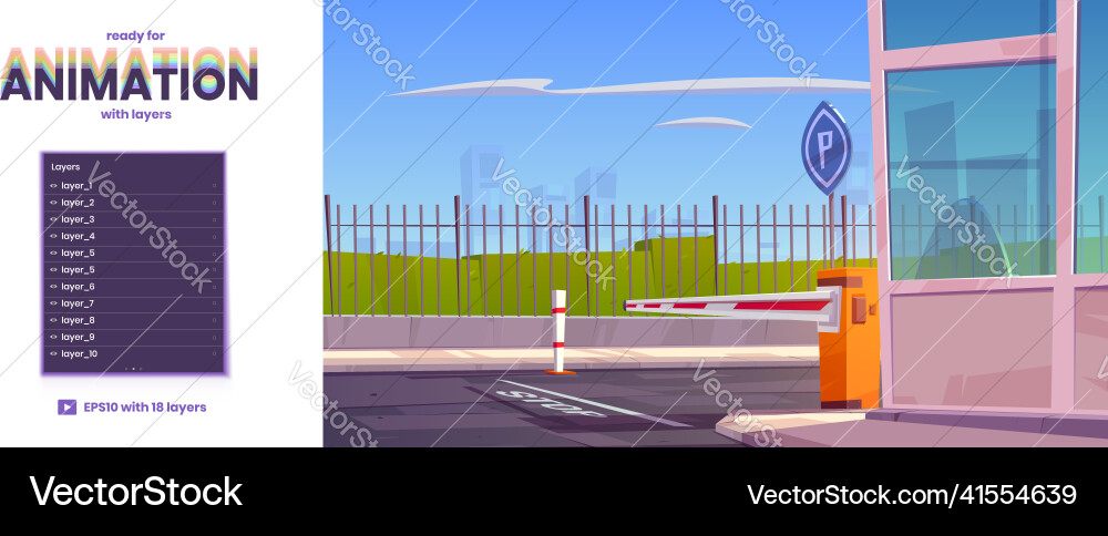 Parallax background with automatic car barrier Parallax background with automatic car barrier vector image
