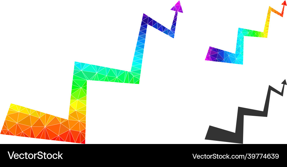 Polygonal curve arrow icon with spectral Polygonal curve arrow icon with spectral vector image