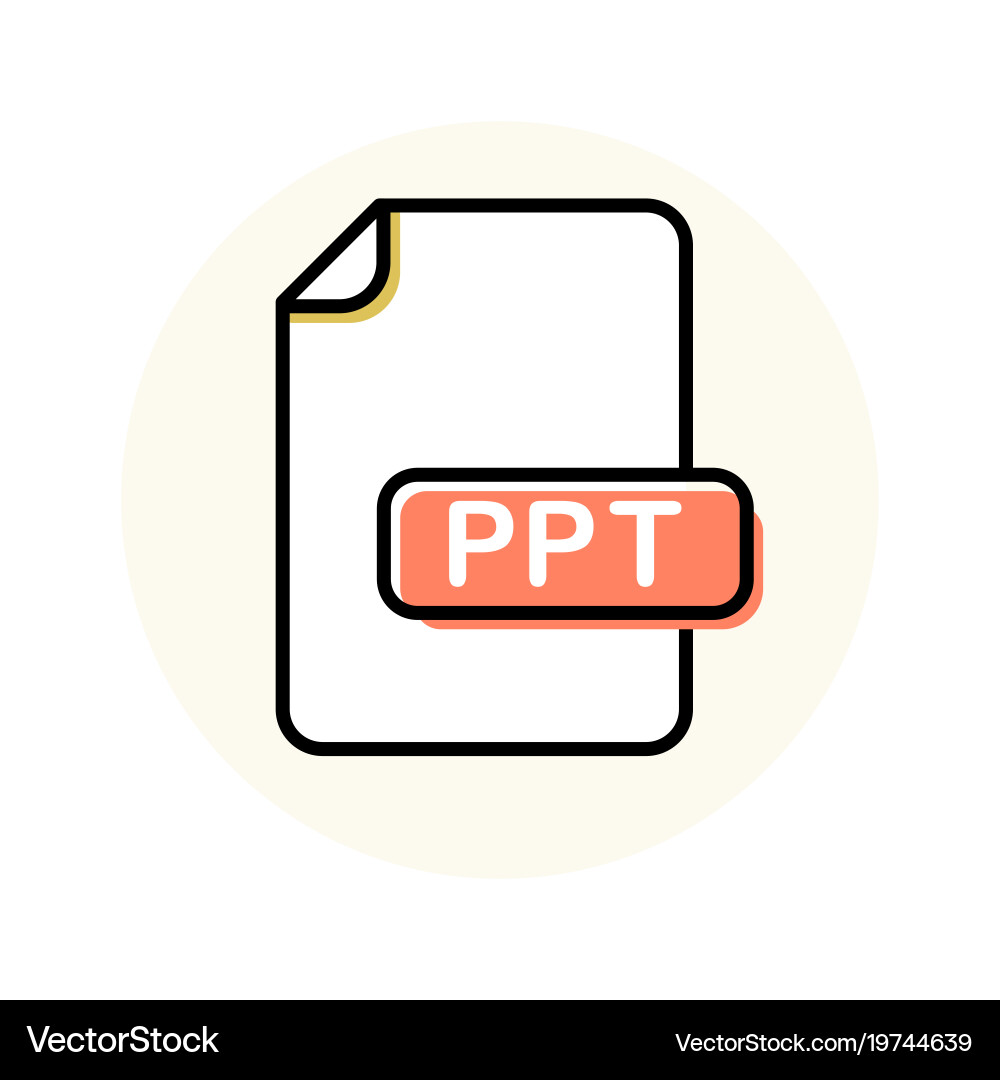 Ppt file format extension color line icon Vector Image