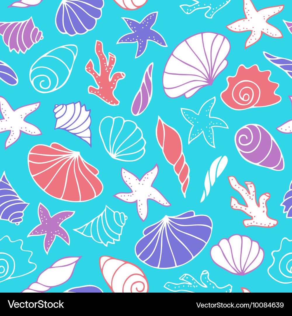 Seamless pattern of seashells Vector Image
