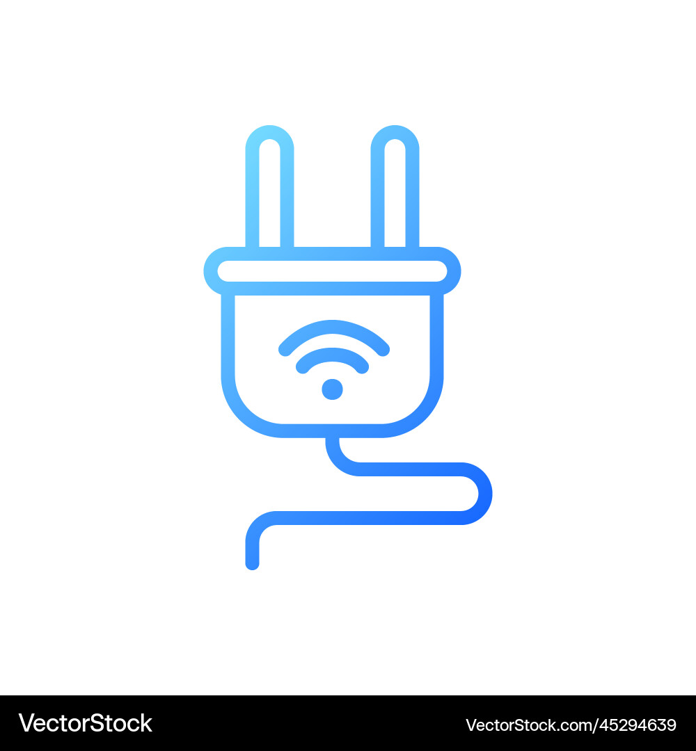 Smart plug pixel perfect gradient linear icon Smart plug pixel perfect gradient linear icon vector image