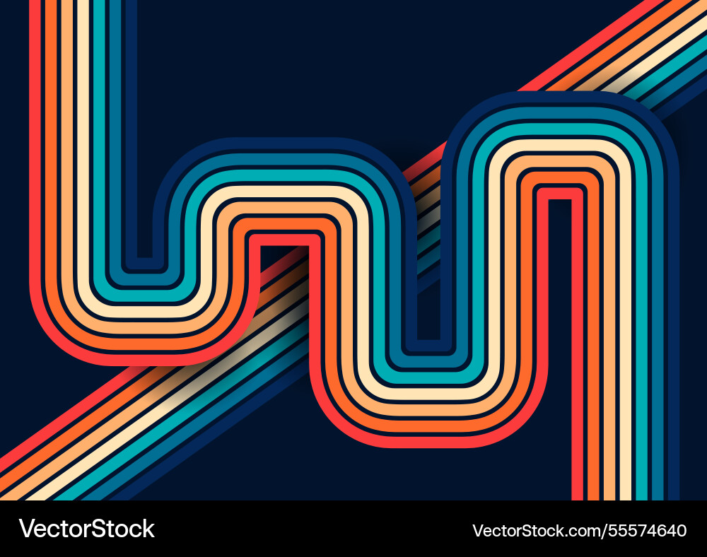 Abstract background with retro striped pattern vector image