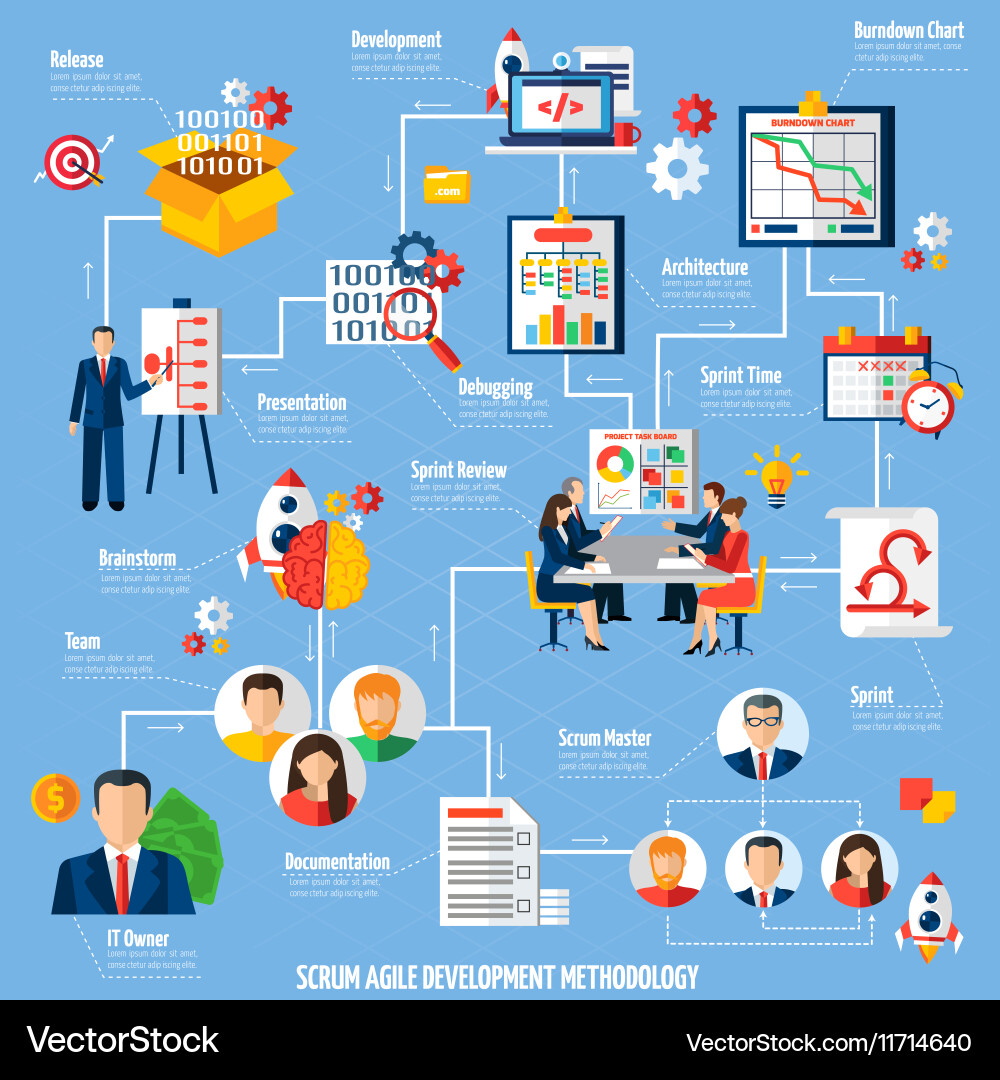 Agile Project Management Flowchart Vector Image