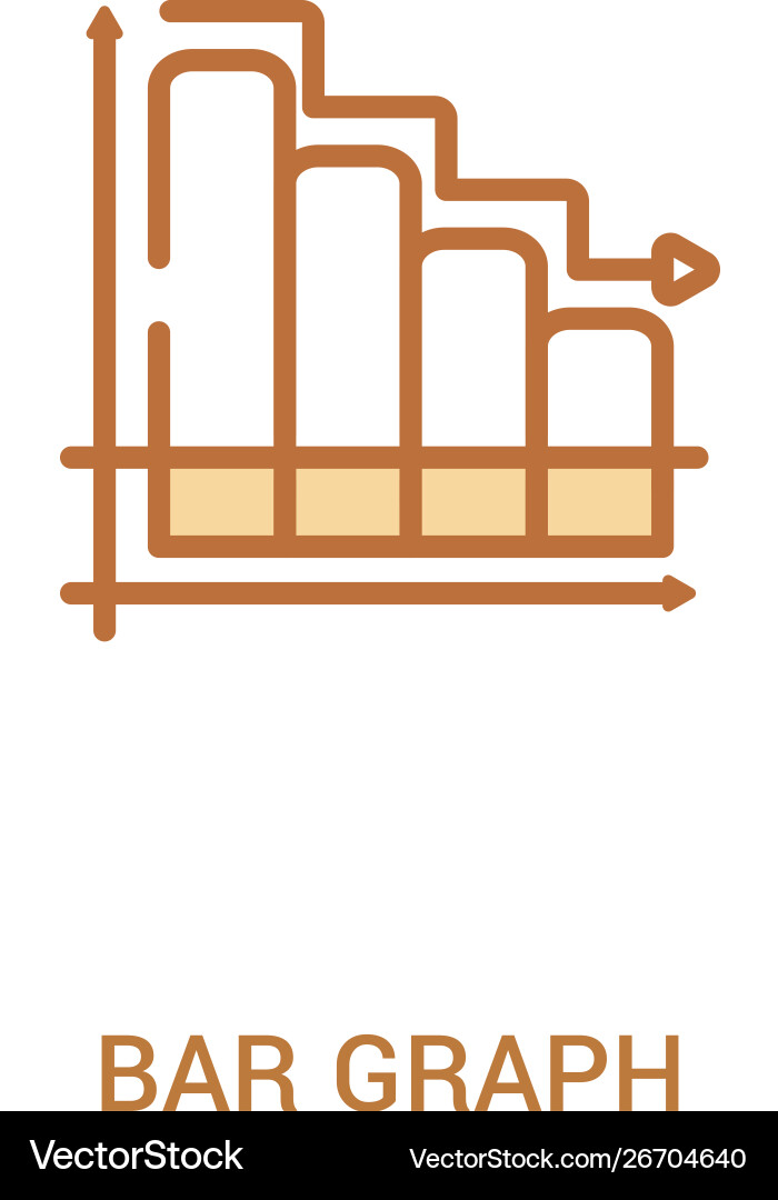 Bar graph concept 2 colored icon simple line Bar graph concept 2 colored icon simple line Vector Image