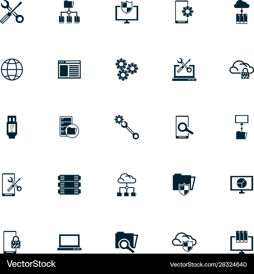 Bundle data center set icons Bundle data center set icons vector image