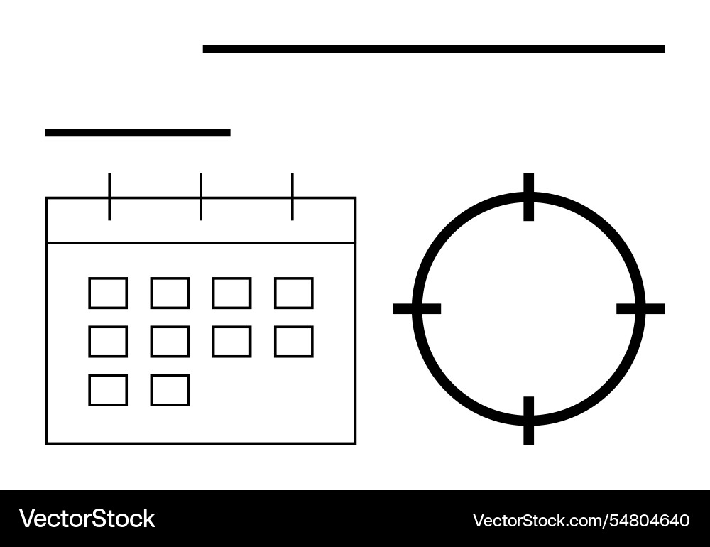 Calendar and target line art with dates Vector Image