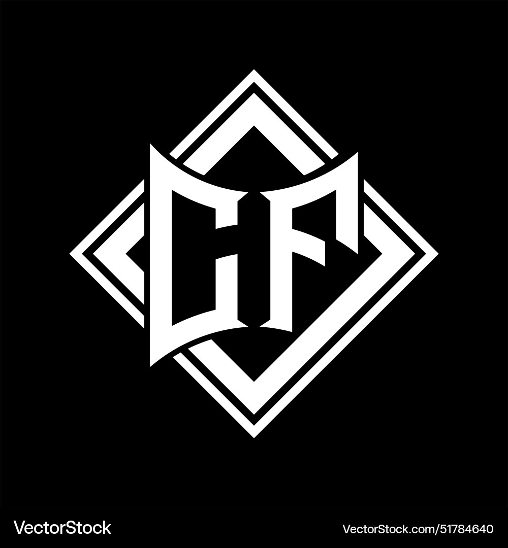 Cf letter logo abstract shield shape with square Vector Image