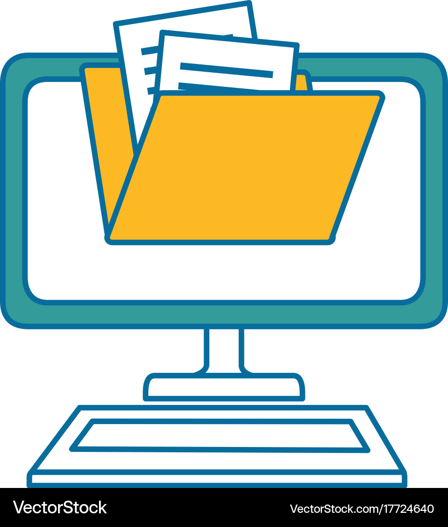 Computer desktop with folder vector image