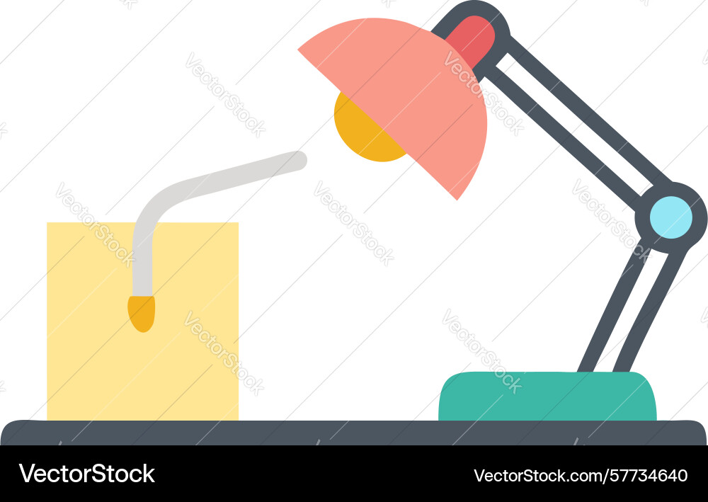 Desk lamp illuminating stack of books symbolizing Vector Image