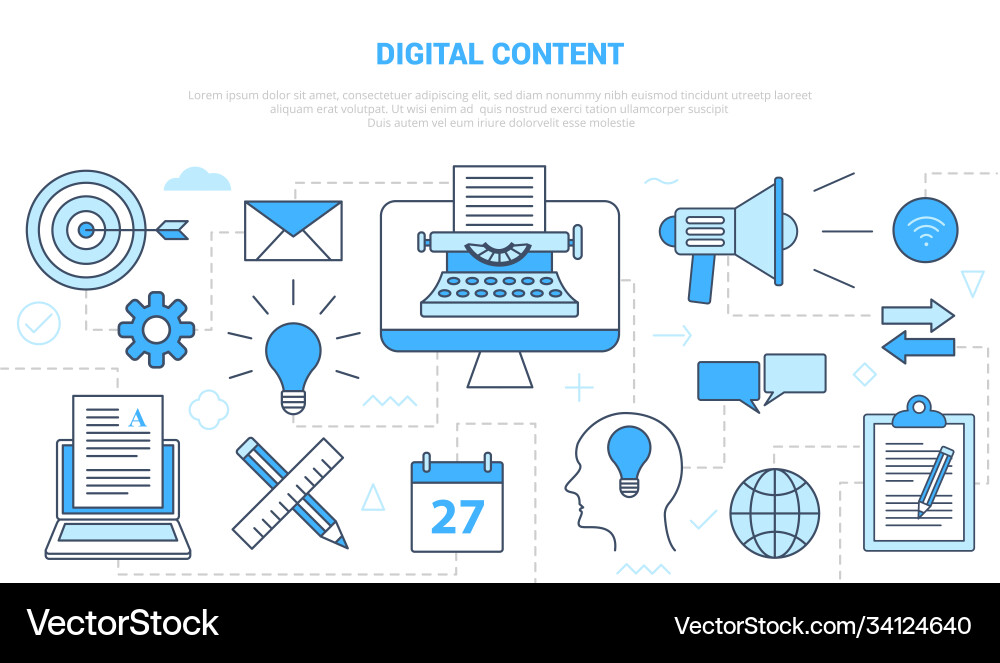 Digital content concept with icon set template Digital content concept with icon set template vector image
