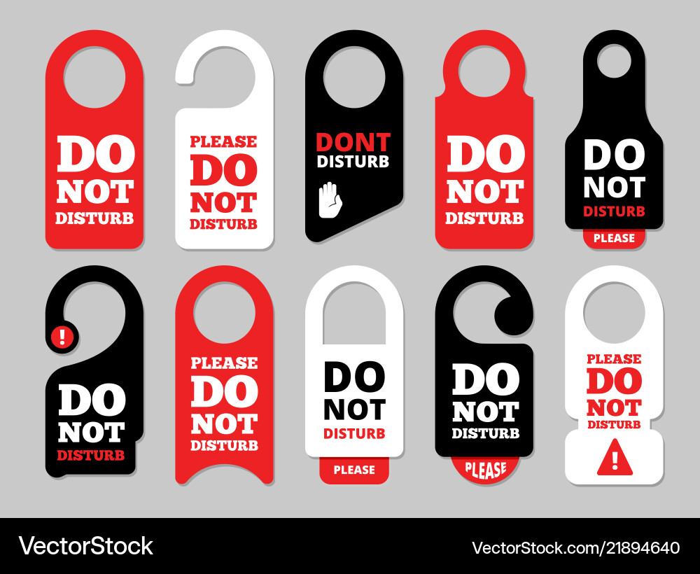 Door hanger signs hotel room private hang Door hanger signs hotel room private hang vector image