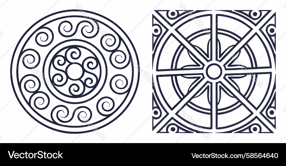 Geometric Circular & Square Patterns Vector Image