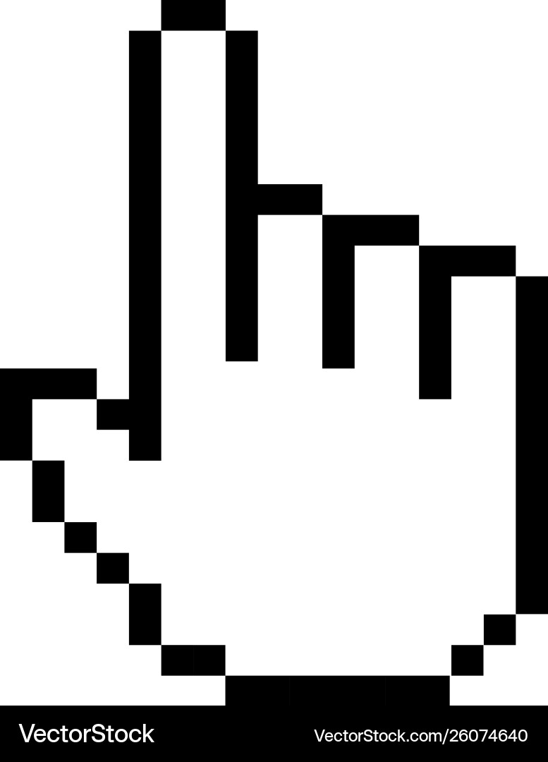 Hand Click Cursor - Digital Pixel Button vector image