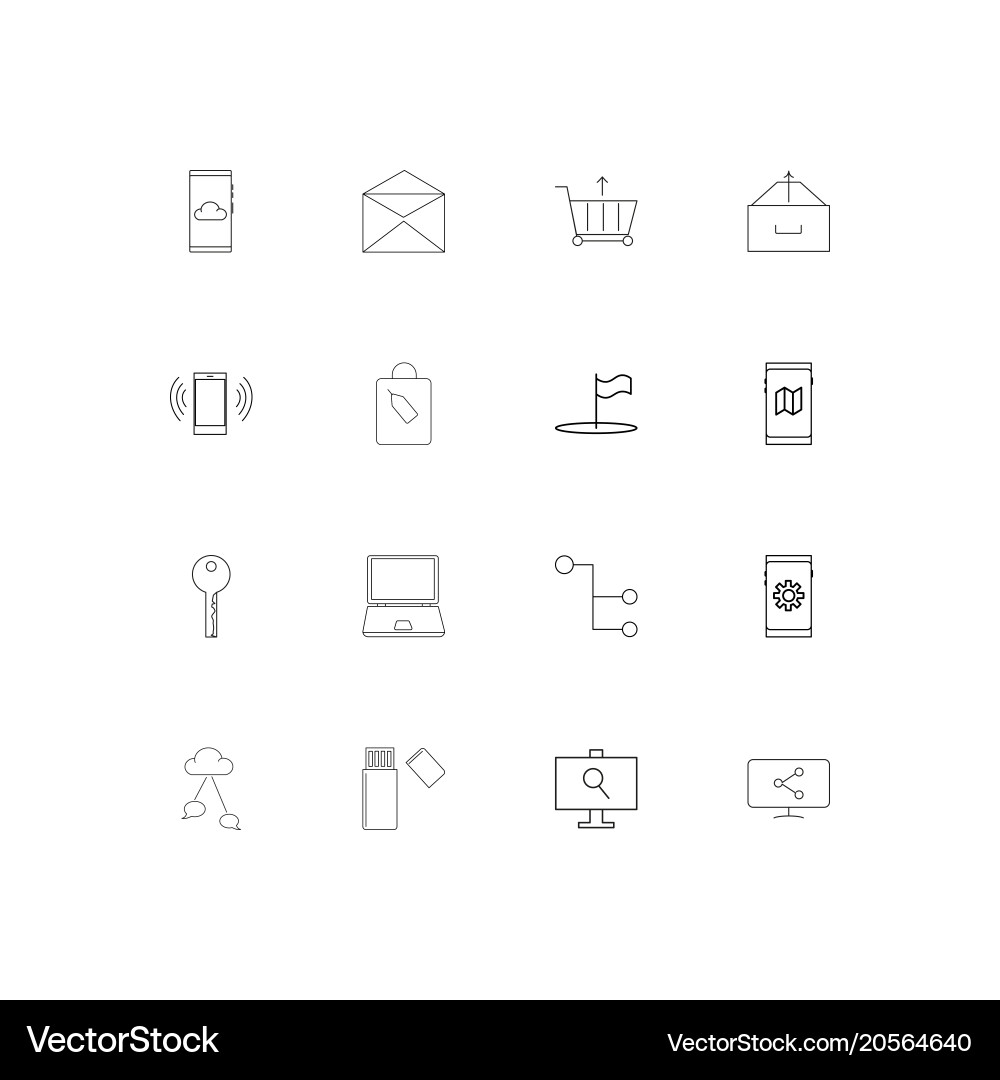 Internet technologies simple linear icons set vector image