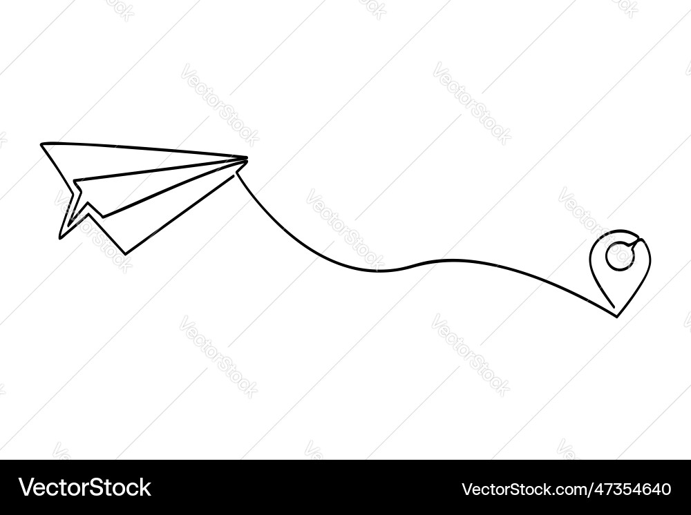 Map pointer and paper plane - line art 01 02a Vector Image