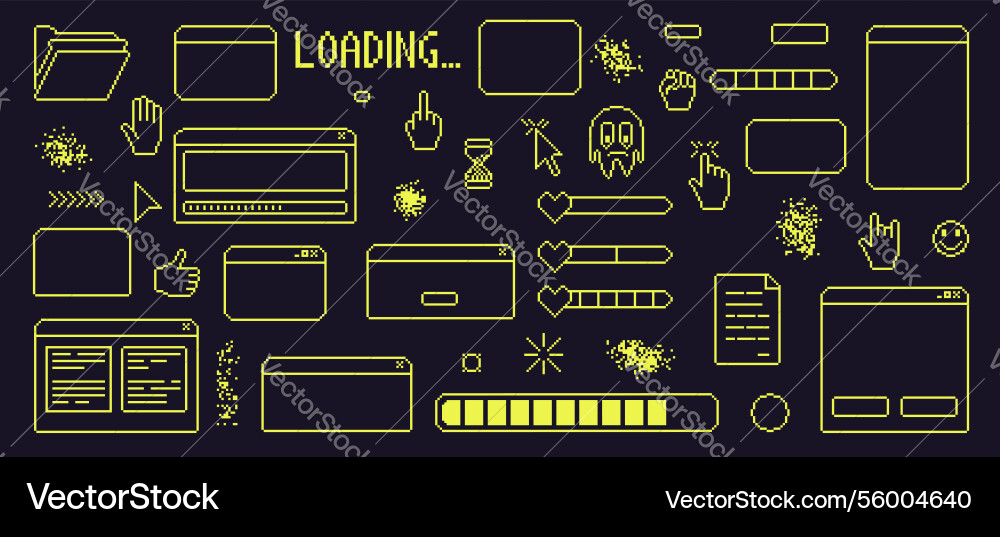 Pixel art retro windows interface 8 bit text Vector Image