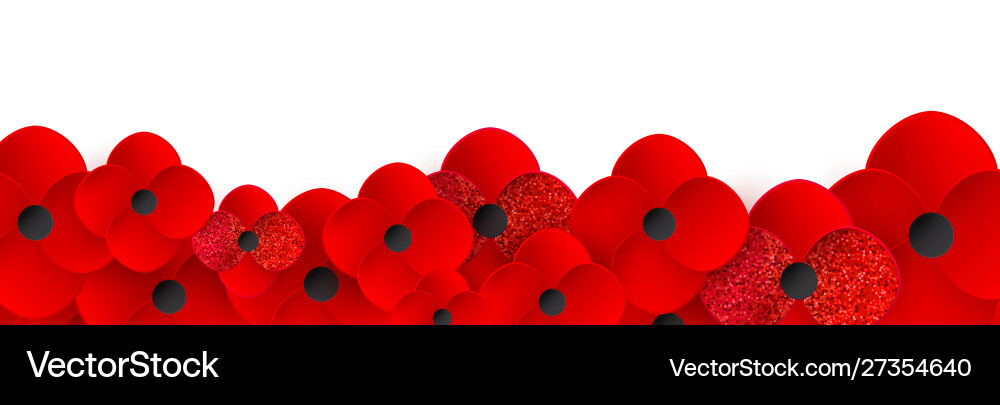 Remembrance day web header realistic red poppy Remembrance day web header realistic red poppy vector image