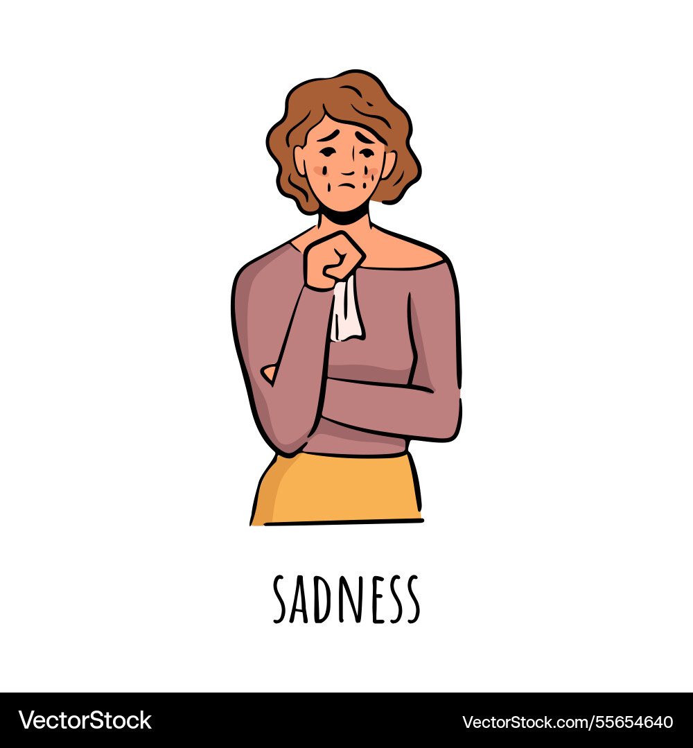 Sadness emotion shown by woman Sadness emotion shown by woman vector image