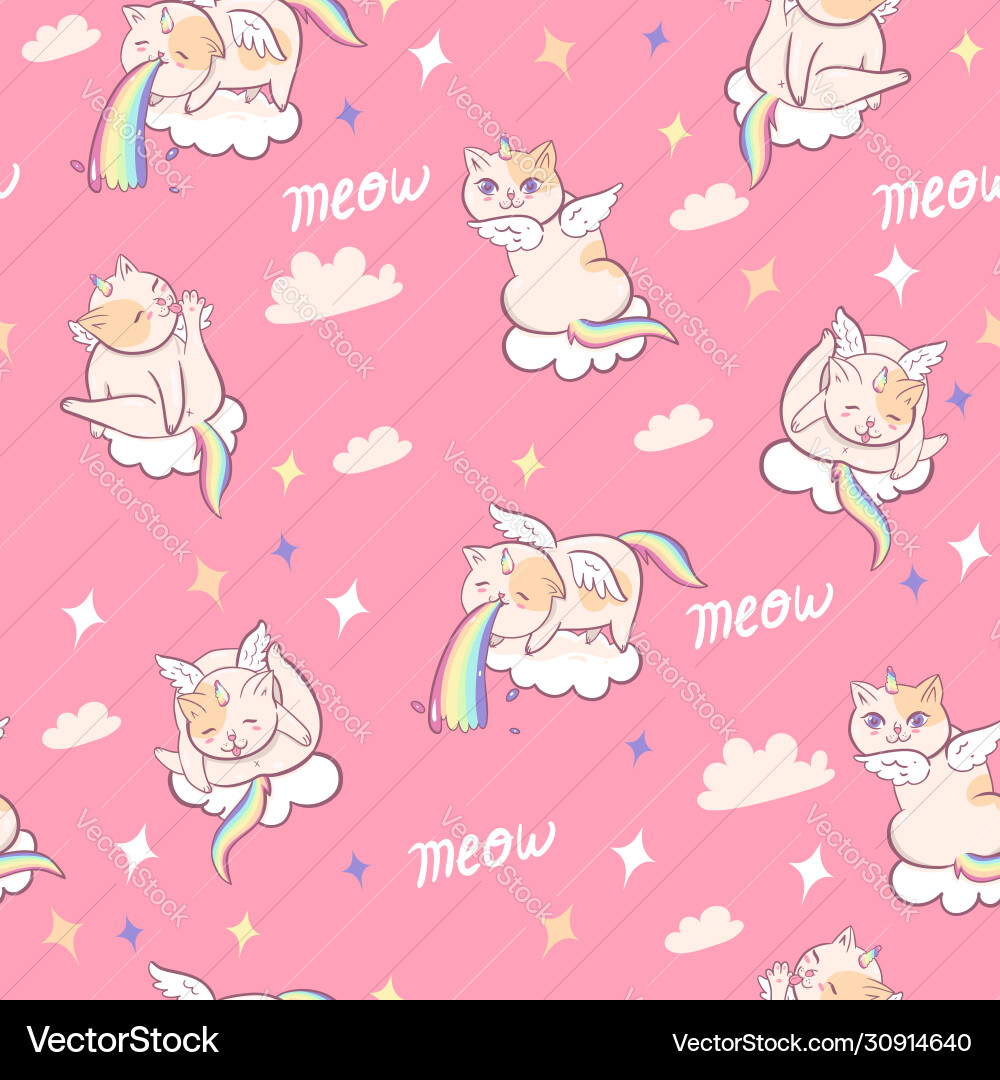 Seamless pattern with unicorn cats graphics Seamless pattern with unicorn cats graphics vector image