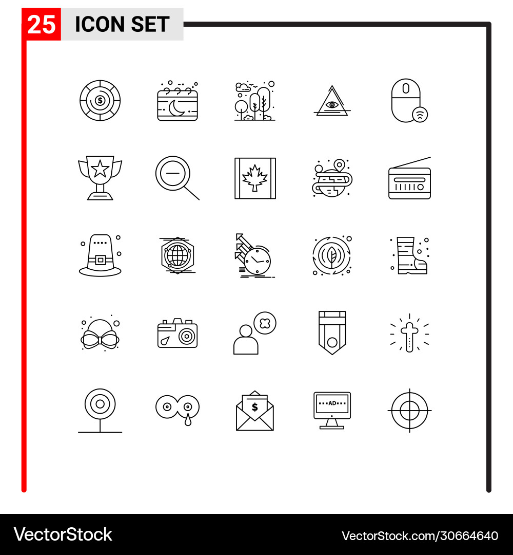 User interface pack 25 basic lines vector image