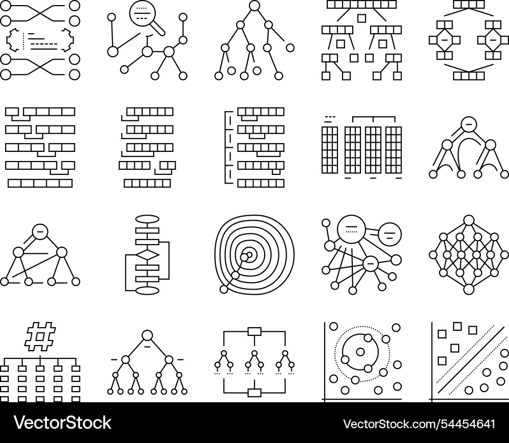 Algorithm Datentechnologie ai icons set Algorithm Datentechnologie ai icons set vektorbild