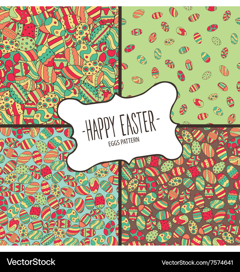 Bundle of patterns from colorful easter eggs Vector Image