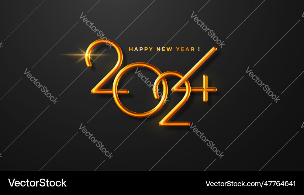 Golden New Year 2024 Celebration Vector Image