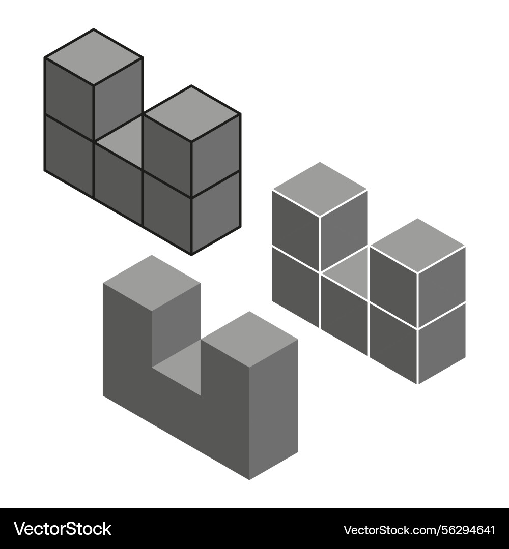 Isometric cube shapes geometric block structure Isometric cube shapes geometric block structure vector image