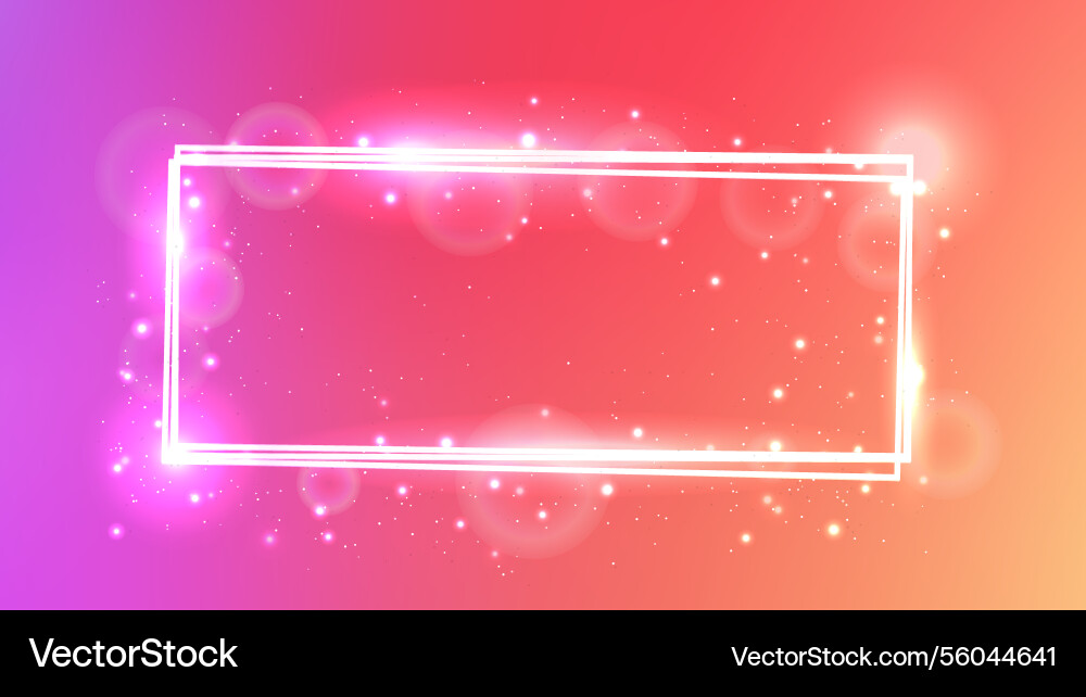 Neon rectangular frame with shining effects Neon rectangular frame with shining effects vector image
