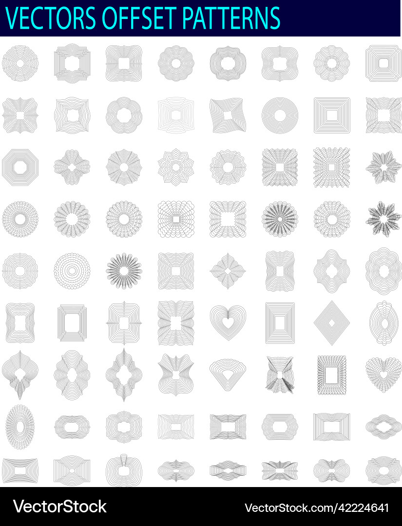 Offset cut design patterns graphic elements Vector Image